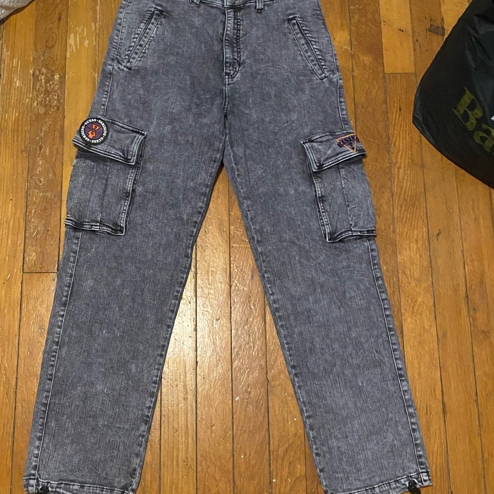 Guess X 88Rising Men's Washed Black Cargo Pants Size 30